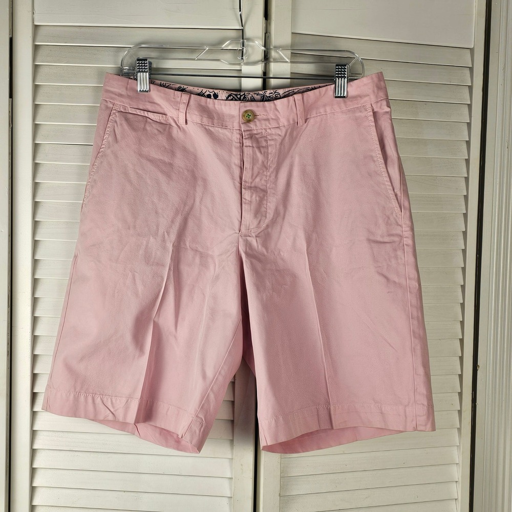 Lilly Pulitzer Via Palm Beach Mens Pink Button Fly Bermuda Shorts 32